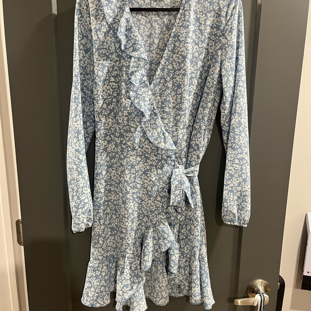 Only Blue Floral Long Sleeve Dress